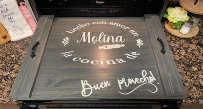 Hecho con amor Spanish saying stove cover