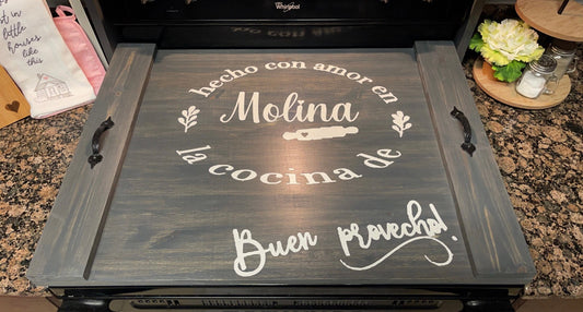 Hecho con amor Spanish saying stove cover