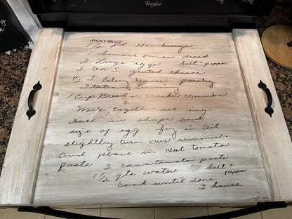 CUSTOM LISTING-Handwritten Recipe Box Stove Cover-